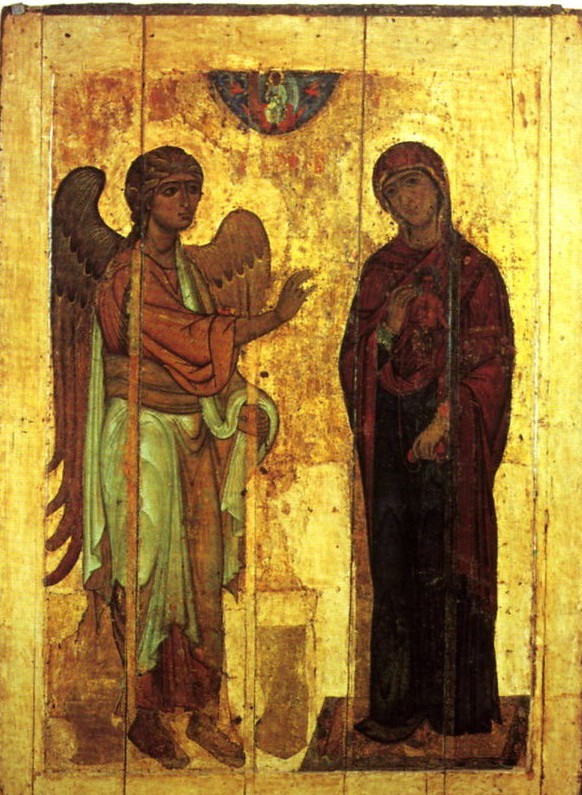 Segle XII. Nvgorod. Anunciaci d'Ustiug. Pintura al tremp sobre fusta. (238 x 168 cm)