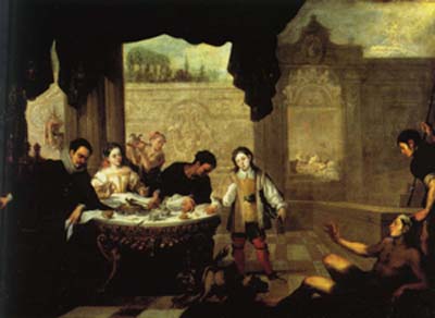 El rico epuln y el pobre lzaro. Juan de Sevilla Romero (1643 - 1695). Museo del Prado (Madrid)