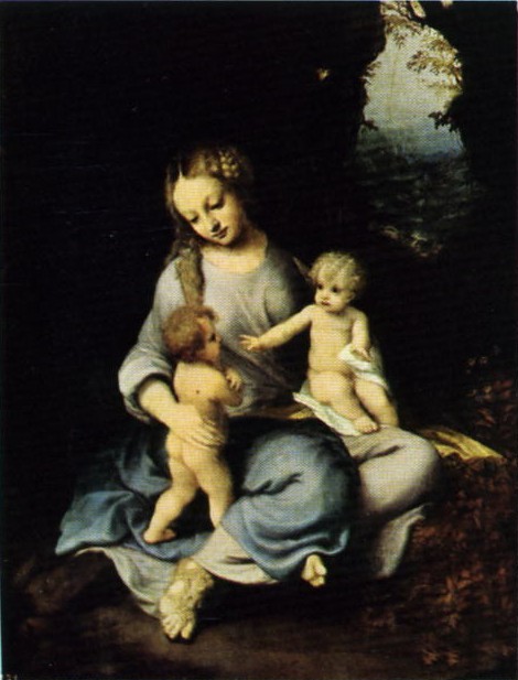 Antonio Allegri da Correggio. La Virgen con el nio y san Juan. 48 X 37 cm. 