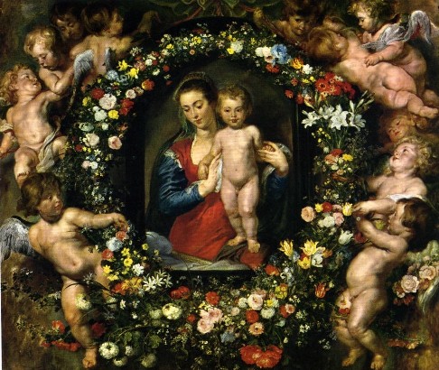 Virgen de la guirnalda. Pedro Pablo Rubens.185 x 210 cm. 