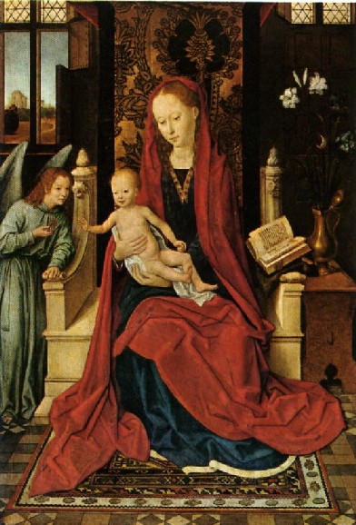 La Virgen con el Nio y un ngel. Hans Memling. 66 x 46 cm.